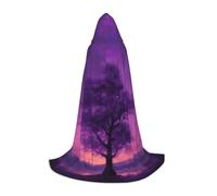 GFXEDSAH Capa con capucha con estampado de crepúsculo morado, capa medieval con capucha cómoda, perfecta para juegos de rol y fiestas
