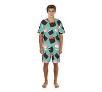 GFXEDSAH Conjunto de pijama para hombre con estampado de comida sushi 1, perfecto para fines de semana perezosos y relajación nocturna, Negro, XL