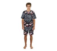 GFXEDSAH Conjunto de pijama para hombre con texto en inglés "I Love You Words With Hearts", perfecto para fines de semana perezosos y relajación nocturna, Negro, 3XL