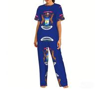 GFXEDSAH Conjunto de pijama suave con estampado de la bandera del estado de Michigan, pijama cómodo para mujer, perfecto para dormir y relajarse, Negro, M