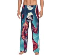 GFXEDSAH Cool Man In Outer Space Galaxy - Pantalones de pijama de franela para hombre, pijamas de Navidad, perfectos para relajarse en la cama y el sofá, Negro, S