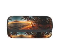 GFXEDSAH Estuche elegante y funcional con estampado de atardecer de coco, pequeño pero espacioso, ideal para viajes o uso diario, Black, Talla única, Neceser de maquillaje