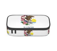 GFXEDSAH Estuche elegante y funcional con estampado de la bandera del estado de Illinois, pequeño pero espacioso, ideal para viajes o uso diario, Black, Talla única, Neceser de maquillaje