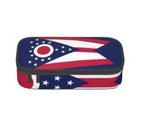 GFXEDSAH Estuche elegante y funcional con estampado de la bandera del estado de Ohio, pequeño pero espacioso, ideal para viajes o uso diario, Black, Talla única, Neceser de maquillaje