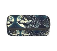 GFXEDSAH Estuche organizador de tela Oxford con estampado de luna y noche de lobo, Black, Talla única, Funda para llave
