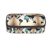 GFXEDSAH Estuche para lápices con diseño abstracto de mapa del mundo, elegante y funcional, pequeño pero espacioso, ideal para viajes o uso diario, Black, Talla única, Neceser de maquillaje