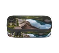 GFXEDSAH Estuche para lápices con estampado de Parque Nacional Glacier, elegante y funcional, pequeño pero espacioso, ideal para viajes o uso diario, Black, Talla única, Neceser de maquillaje