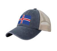 GFXEDSAH Gorra de béisbol de malla vaquera con estampado de bandera de Islandia, sombreros elegantes y transpirables, para actividades al aire libre, azul marino, Talla única
