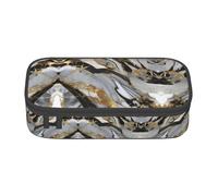 GFXEDSAH Lujoso estampado de mármol elegante y funcional, pequeño pero espacioso, ideal para viajes o uso diario, Black, Talla única, Neceser de maquillaje