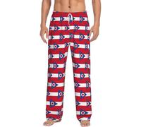 GFXEDSAH Pantalones de pijama de franela para hombre con estampado de la bandera del estado de Ohio, pijamas de Navidad, perfectos para relajarse en la cama y el sofá, Negro, L
