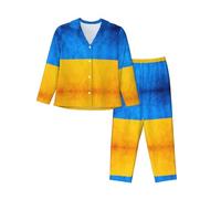 GFXEDSAH Ropa de dormir elegante con estampado de bandera de Ucrania, conjuntos de pijama a juego, para uso diario, viajes y vacaciones especiales, Negro, S