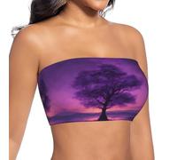 GFXEDSAH Sujetador sin tirantes con estampado de crepúsculo morado, Negro, L