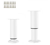 GFYHTN 2 Piezas Patas Regulables para Muebles, 25-42cm Pies de Soporte en Metal Blanco, Patas Ajustable de Repuesto para Armario Cama Sofas Mesa(25-42cm/10-17in)