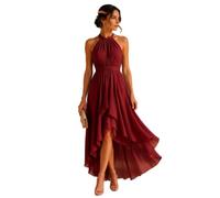 GFZMF - Vestido de gasa con cuello halter para mujer, cintura alta, dobladillo asimétrico, vestido midi para invitada de boda, fiesta de noche, cóctel, cita nocturna