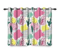 ggaimwf 107x160cm Cortina con Ojales de Hojas Bohemias Tropical Hojas Cactus Geométrico Abstracto Caricatura Moderno Cortinas Opacas Cortinas para Ventanas Dormitorio Sala de Estar,2 Panel