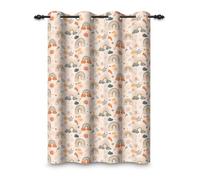 ggaimwf 107x160cm Cortina opaca con dibujos arcoíris para dormitorio infantil Estilo boho Cielo rosa Flor Hoja Ojales Cortinas para ventanas Bebés niñas Sala de juegos Sala de estar,1 panel individual