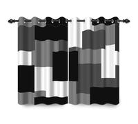 ggaimwf 117x138cm Cortina con Ojales geométrica Abstracta Negro Gris Blanco Rectángulo Patrón de Arte Separadores de ambientes Opacos Cortinas para Ventanas Dormitorio Sala de Estar Oficina,2 Panel