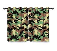ggaimwf 117x138cm Cortina Opaca de Camuflaje Estilo Militar Camuflaje Ejército Cortinas con Ojales y Aislamiento térmico para Sala de Estar Dormitorio Comedor,2 Panels