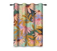 ggaimwf 117x175cm Cortina con Ojales de Flores Pétalos de Colores Arte Crayón Dibujo Térmicas con Ojales Opacas Cortinas para Ventanas Sala de Estar Dormitorio Comedor Oficina en casa,1 Panel