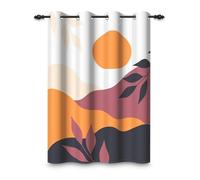 ggaimwf 117x229cm Cortina con Ojales montaña Sol Terracota Abstracto Boho Paisaje Minimalista Ojales Opacas separadores de ambientes Cortinas para Ventanas Dormitorio Sala de Estar,1 Panel Individual