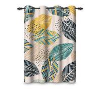 ggaimwf 135x175cm Cortina con Ojales de Hojas abstractas Plantas Punto Geométrico Patrón Térmicas con Ojales Opacas Cortinas para Ventanas Sala de Estar Dormitorio Oficina en casa,1 Panel