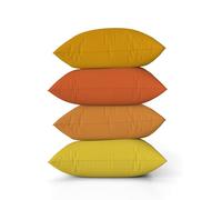 ggaimwf Color sólido Fundas de cojín Aspecto de Lino para sofá gradiente Naranja Cojín para Cama Otoño Color Amarillo Hecho a Mano Cuadrado Fundas de cojín con Cremallera Invisible 50x50cm Juego de 4