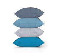 ggaimwf Color sólido Fundas de cojín de Lino para sofá gradiente Azul Cojín para Cama Glaciar Atlántico Color Azul Hecho a Mano Cuadrado Fundas de cojín con Cremallera Invisible 60x60cm Juego de 4