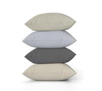 ggaimwf Color sólido Fundas de cojín de Lino para sofá Gris Cojín para Cama Moderno Vida Acogedor Color Morandi Hecho a Mano Cuadrado Fundas de cojín con Cremallera Invisible 45x45cm Juego de 4