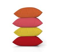 ggaimwf Color sólido Fundas de cojín de Lino para sofá Rojo Lanzar Almohada para la Cama Resorte Color cálido y Suave Hecho a Mano Cuadrado Fundas de cojín con Cremallera Invisible 60x60cm Juego de 4