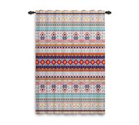 ggaimwf Cortina Estilo Boho Étnica Bohemia Patrón geométrico Cortinas Bolsillo para Barra Marroquí Exótica Cortinas para Ventanas para Dormitorio Sala de Estar Colorida Cortinas 107x215cm 1 Panel