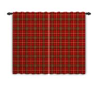 ggaimwf Cortinas de Cuadros Rojos para Dormitorio Tartán Decorativo Moderno Tratamiento de Ventanas Cortina Plisada Tipo lápiz Penal Invierno Salón Casa Rural Navideña 107x160cm, Paquete de 2