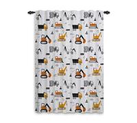 ggaimwf Cortinas Guardería Niños Dibujos Animados Camión Bulldozer Grúa Vehículos Construcción Tratamientos de Ventanas Cortinas Infantiles para Dormitorio Pliegue de lápiz 135x175cm 1 Panel