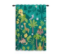 ggaimwf Cortinas Jungle Safari con Pliegues Tipo lápiz Animales Bosque Tropical Zoológico de Dibujos Animados Cortina de Ventana para Dormitorio de niños Sala de Juegos Infantil 107x160cm 1 Panel
