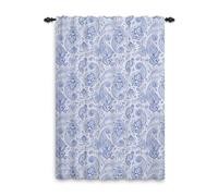 ggaimwf Cortinas Paisley Cortinas Azules Boho Cortinas con Floral Cortinas con Estampado de Damasco Pliegues a lápiz Cortinas Estilo Granja para Sala de Estar Cortinas 117x175cm 1 Pieza