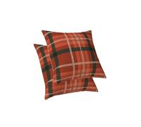 ggaimwf Fundas de Almohada a Cuadros Cortijo Fundas de Cojines de tartán Rústico Naranja Verde Almohadas a Cuadros de Lino sofá Cama Al Aire Libre Decoración de la Sala de Estar 40x40cm Juego de 2