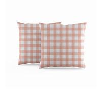 ggaimwf Fundas de Almohada Gingham Paquete de 2 50x50cm Rosa A Cuadros Casa de Campo Fundas de Cojines Fundas de Almohada para Chicas Sofá Sala de Estar Decoración del hogar Funda de cojín disperso