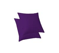 ggaimwf Fundas de cojín de Lino de Color sólido para sofá Cojín Continental para Cama Doble Lado Púrpura Hecho a Mano Fundas de cojín cuadradas con Cremallera Invisible 40x40cm Juego de 2