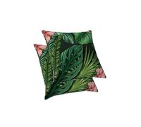 ggaimwf Fundas de cojín de Plantas Verdes Hojas de Palmeras Tropicales Cojines de Jungla de Flores Doble Cara para Sofá Jardín Patio Decoración del Hogar Fundas de Almohada 45x45cm Juego de 2