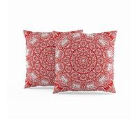 ggaimwf Fundas de cojín marroquíes 40x40cm Rojo Cojines étnicos Boho Estilo Indio Abstracto Mandala Arabesco Meditación Lanzar Funda de Almohada para sofá Sala de Estar Juego de 2 Fundas de Almohada