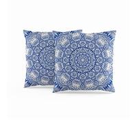 ggaimwf Fundas de cojín marroquíes 45x45cm Azul Cojines étnicos Boho Estilo Indio Abstracto Mandala Arabesco Meditación Lanzar Funda de Almohada para sofá Sala de Estar Juego de 2 Fundas de Almohada