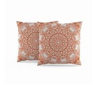 ggaimwf Fundas de cojín marroquíes 50x50cm Naranja quemada Cojines étnicos Boho Estilo Mandala Arabesco Meditación Lanzar Funda de Almohada para sofá Sala de Estar Juego de 2 Fundas de Almohada