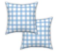 ggaimwf Fundas de Cojines Cuadro Vichy 40x40cm Azul Comprobado Cortijo Cojines Decorativos Fundas de Almohada para Sofá Sala de Estar Decoración del hogar Funda de cojín disperso Paquete de 2