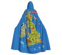 ggasdvjj Disfraz unisex con capucha con estampado de mapa del Reino Unido, para fiesta de disfraces, capa de Halloween, capa de fiesta temática.