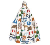 ggasdvjj Disfraz unisex con capucha con estampado de símbolos e iconos de Canadá, fiesta de disfraces, capa de Halloween, capa de fiesta temática.