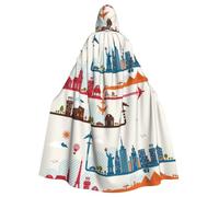 ggasdvjj Disfraz unisex con capucha y estampado de ciudad de turismo, fiesta de disfraces, capa de Halloween, capa de fiesta temática.