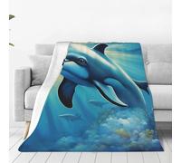 ggasdvjj Manta de forro polar de franela súper suave y antibolitas, diseño de delfín del océano que te mira, 1 manta estampada, varios tamaños para cama, sofá, felpa y cálida.