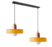 GGBBJJ Lámpara colgante de cristal industrial vintage de 2 luces, lámpara de techo colgante naranja moderna de mediados de siglo, lámpara de techo lineal de granja grande para cocina, dormitorio, com