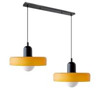 GGBBJJ Lámpara colgante de cristal industrial vintage de 2 luces, lámpara de techo colgante naranja moderna de mediados de siglo, lámpara de techo lineal de granja grande para cocina, dormitorio, com