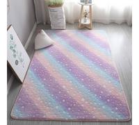 GGBOND Alfombra luminosa que brilla en la oscuridad con estrellas arcoíris para niñas, suave, cómoda, 100 x 160 cm