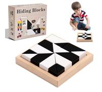 GGesii Bloques Puzzle Montessori Geométrica, Puzzle de Madera, Bloques Puzzle Montessori Geométrica Forma Puzzles, para Niños, Adultos (Blanco y Negro)
